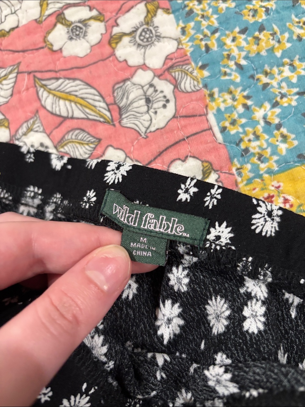 Black Floral Maxi Skirt with White Daisy Print - Picture 2 of 2